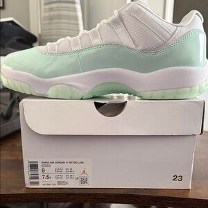 Jordan Women's Air Jordan 11 Retro Low White and Mint Green